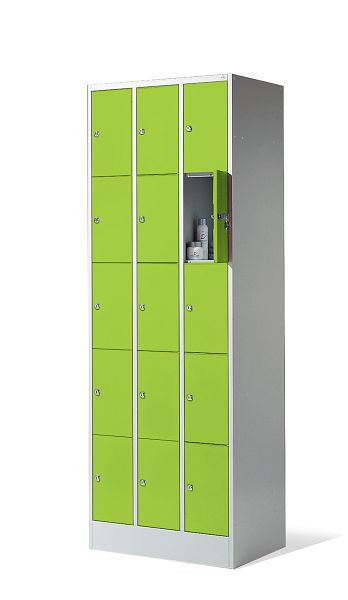 C+P lockerkast serie 8070, H1950xB680xD480mm, kleur: lichtgrijs / virid groen, 80700-30 S10257