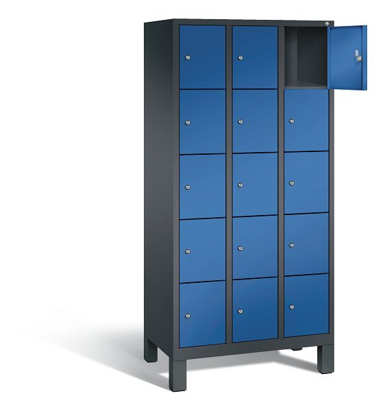 C+P lockerkast Evolo, H1850xB900xD500mm, kleur: zwartgrijs / gentiaanblauw, 48010-305 S10132