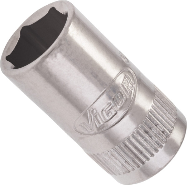 VIGOR dopsleutelinzet, hol vierkant 6,3 mm (1/4 inch), buitenzeskantprofiel, 9 mm, lengte: 25 mm, voor handbediening, V2421N