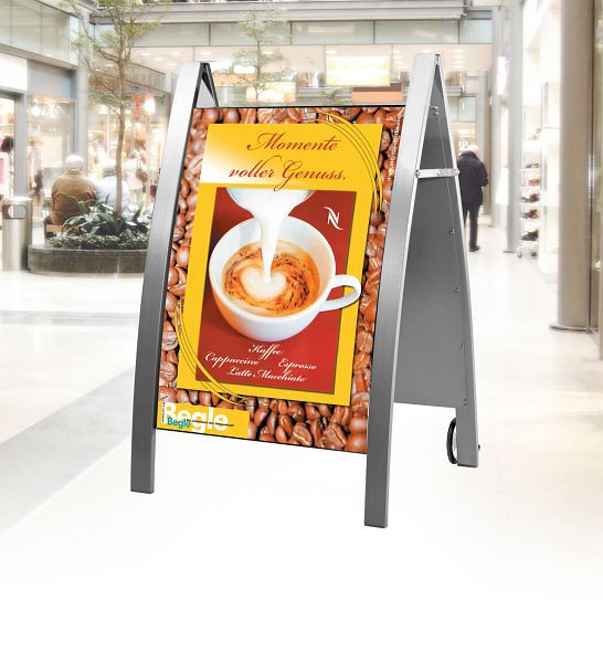 Kerkmann Boston posterstandaard, B 720 x D 700 x H 1150 mm, aluminium zilver, 44689814