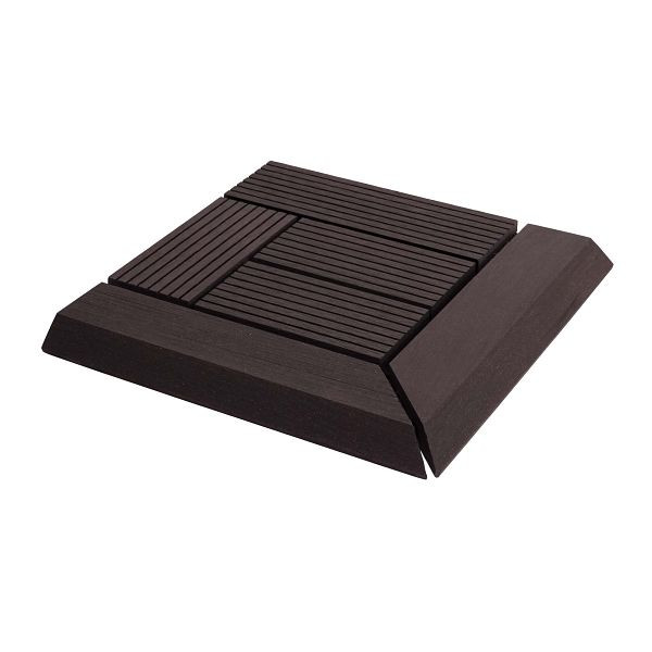 Mendler WPC hoekvloertegel Rhone + finish, houtlook terras, 30x30cm Premium, hoek, antraciet offset, 77628