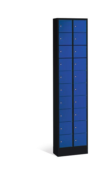 C+P kleine locker Intro, H1950xW460xD200mm, kleur: zwartgrijs / gentiaanblauw, 80700-203 S10082