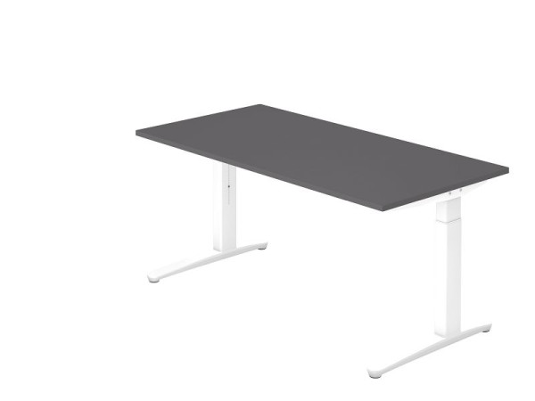 Hammerbacher bureau C-poot 160x80cm grafiet/wit, rechthoekige vorm, VXB16/G/WW
