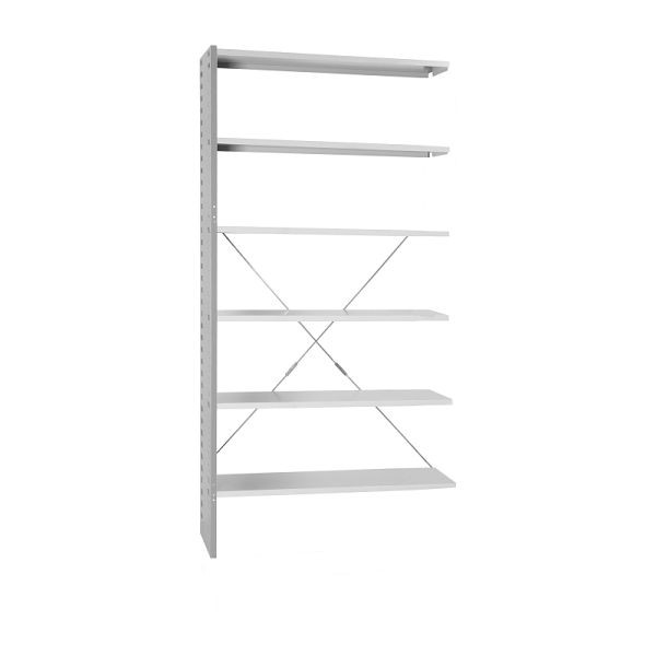 Lüllmann aanbouwplank, insteeksysteem, 6 planken, 1980 x 1000 x 300 mm, lichtgrijs, 810411