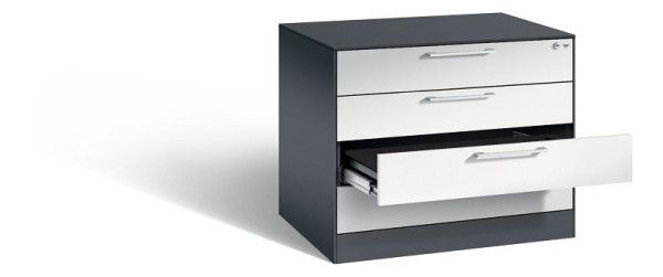 C+P archiefkast Asisto, H710xB800xD600mm, kleur: zwartgrijs/lichtgrijs, beugelgreep, 146273-424 S10016