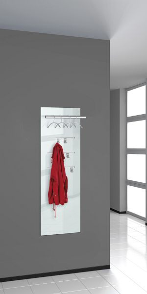 Kerkmann Lugano glazen wandkapstok met 4 hangers en 4 kapstokhaken, wit/zilver, 32607610