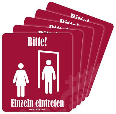 Contacto Schild ''Einzeln eintreten'', selbstklebend, 12 cm, VE: 5 Stück, 7590/512