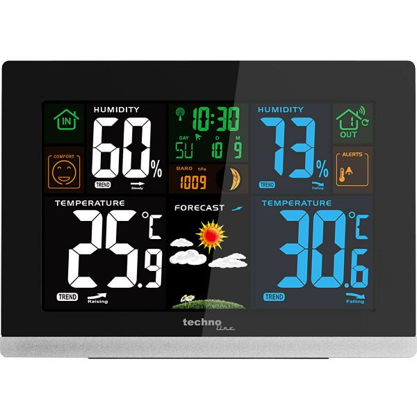 Technoline weerstation, radioklok DCF-77 met handmatige instelmogelijkheid, afmetingen: 157 x 115 x 40 mm, WS 6462