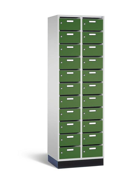 C+P verdeelkast intro, H1950xB620xD490mm, kleur: lichtgrijs / reseda groen, 8170-211 S10155