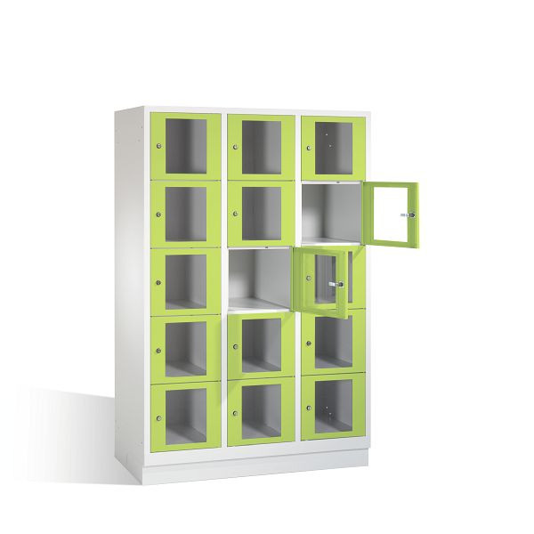 C+P lockerkast Classic, H1800xB1200xD500mm, kleur: lichtgrijs / virid groen, 8020A325 S10007