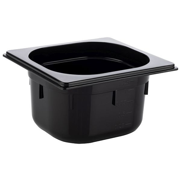 APS GN 1/6 bak, 17,6 x 16,2 cm, diepte: 100 mm, polycarbonaat, zwart, 1,5 liter, 82077