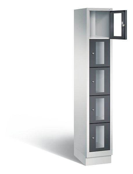 C+P lockerkast Classic, H1800xB320xD500mm, kleur: lichtgrijs / zwartgrijs, 8020A105 S10005