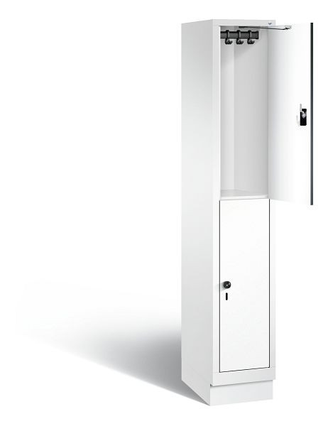 C+P locker, dubbellaags Evolo, H1800xB320xD500mm, kleur: verkeerswit / decor wit, 48320-10 S10116