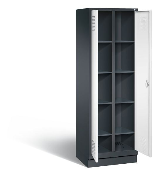 C+P washok Evolo, H1800xB610xD500mm, kleur: zwartgrijs / verkeerswit, 48022-20B S10032