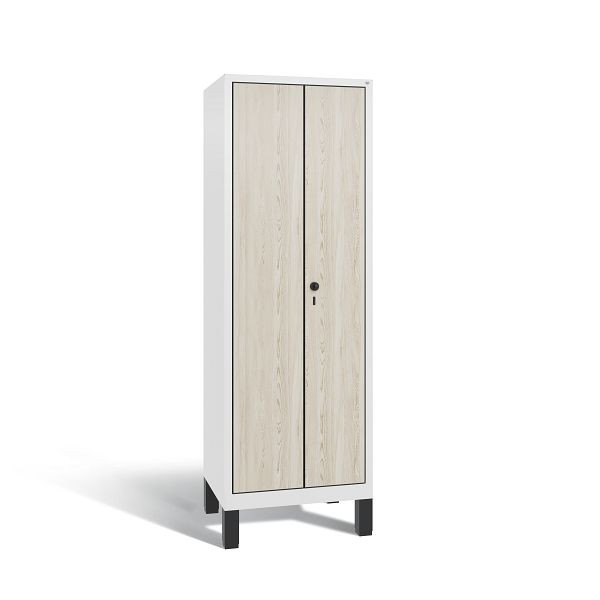 C+P locker Evolo, 2 compartimenten, H1850B610T500 mm, Wit/HPL essen, 48012-20B S10056