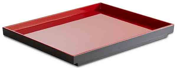 APS GN 1/2 dienblad -ASIA PLUS-, 32,5 x 26,5 cm, hoogte: 3 cm, melamine, binnenkant: rood, glanzend, buitenkant: zwart, mat, 15456