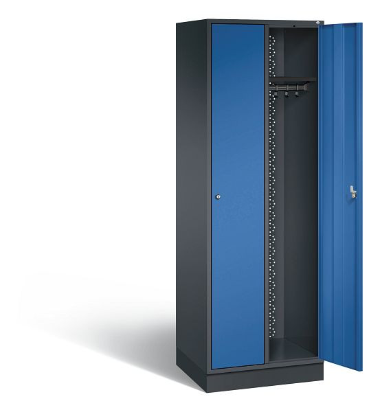 C+P locker Intro, H1950xW620xD490mm, kleur: zwartgrijs / gentiaanblauw, 8170-201 S10054
