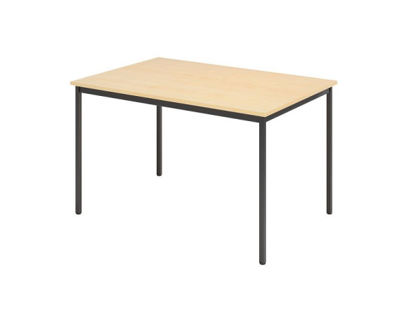 Hammerbacher vergadertafel VS12, 120 x 80 cm, blad: esdoorn, vierpootsframe zwart, werkhoogte 72 cm, omringend stalen frame zwart, VVS12/3/D