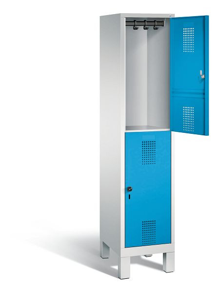 C+P locker dubbeldekker Evolo, H1850xB420xD500mm, kleur: lichtgrijs/lichtblauw, 48310-12 S10025