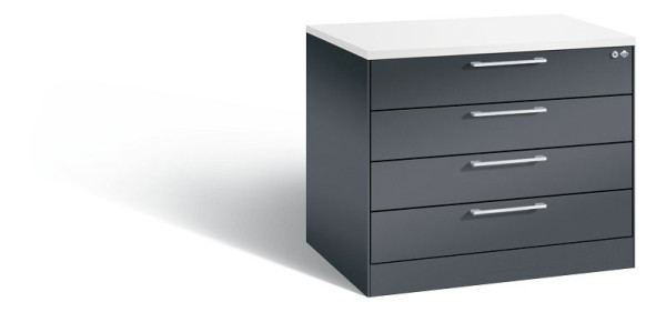 C+P archiefkast Asisto, H710xB800xD600mm, kleur: zwart-grijs, beugelgreep, 146273-424 S10027