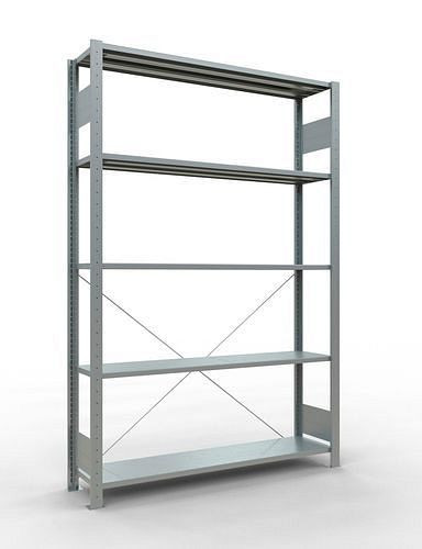 Schulte legbord, basisveld, 5 opbergniveaus, kruisschoor, vakbelasting 150 kg, 1360 x 336 x 2000 mm, 278707