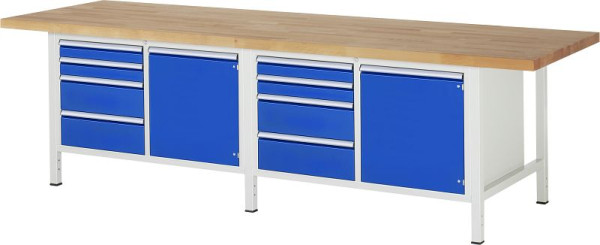 RAU werkbank serie 8000 - frameconstructie (gelast frame), 9 x laden, 2 x deuren, 2 x planken, 3000x840x900 mm, 03-8470A2-309B4S.11