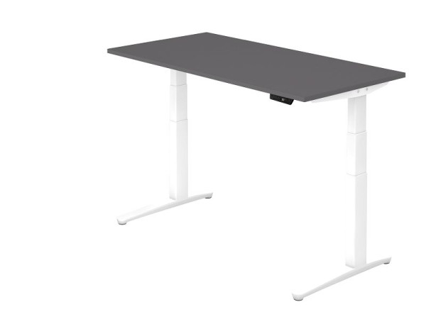 Hammerbacher elektrisch zit-sta bureau 160x80cm grafiet/wit, rechthoekige vorm, VXBHM16/G/WW