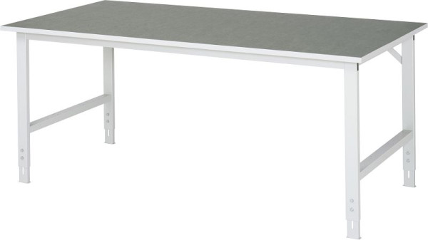 RAU werktafel Tom serie (6030) - in hoogte verstelbaar, werkblad met linoleum/universele bekleding, 2000x760-1080x1000 mm, 06-625L10-20.12