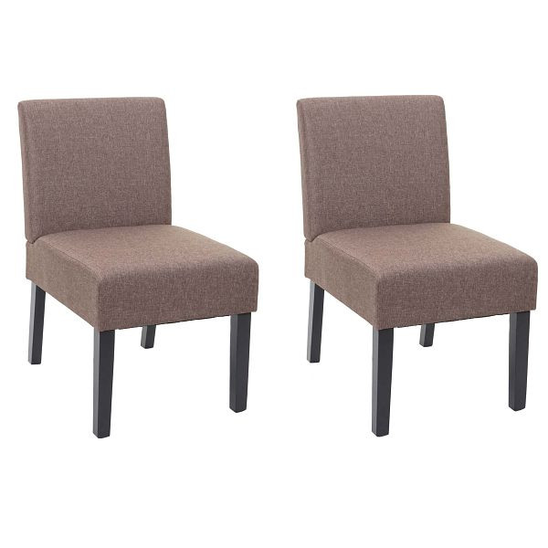 Mendler set van 2 eetkamerstoelen HWC-F61, stoel loungestoel, stof/textiel, bruin, 70176