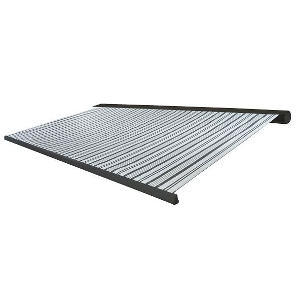 Mendler elektrische cassetteluifel T122, luifel volle cassette 4x3m, polyester grijs/wit, frame antraciet, 58264+34295+58310
