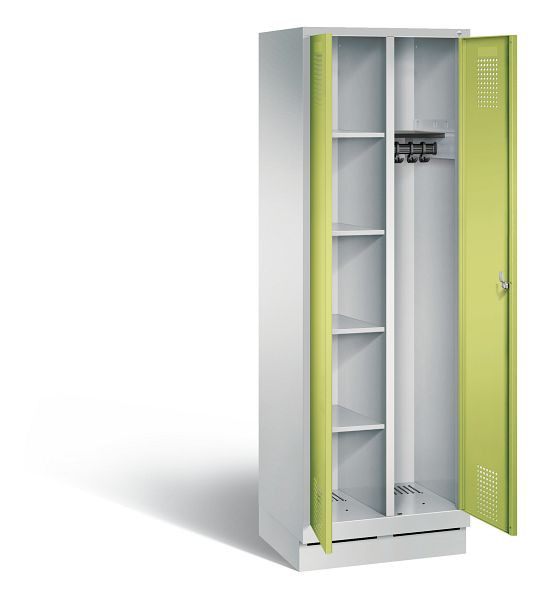 C+P reinigingsmiddelenkast Evolo, H1800xB610xD500mm, kleur: lichtgrijs / virid groen, 48160-20 S10129