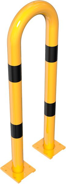 Schake-stootbeschermingsbeugel, afneembare stalen buis Ø 76 mm geel/zwart, totale breedte: 400 mm, hoogte boven de grond: 1150 mm, 477_07APBG