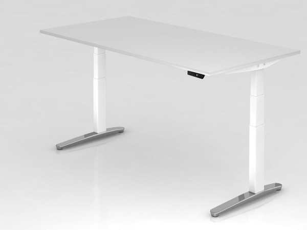 Hammerbacher elektrisch zit-sta bureau 200x100cm wit/wit, gepolijst, rechthoekige vorm, VXBHM2E/W/WC
