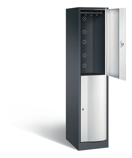 C+P locker dubbellaags Resisto, H1950xB396xD540mm, kleur: zwartgrijs/lichtgrijs, 8270-172 S10049