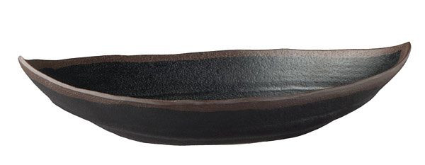 APS bladkom -MARONE-, 25,5 x 14 cm, hoogte: 5,5 cm, melamine, zwart, met bruine rand, 0,4 liter, 84100