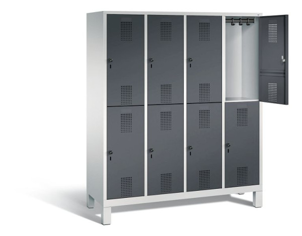 C+P locker dubbellaags Evolo, H1850xW1590xD500mm, kleur: lichtgrijs/zwartgrijs, 48310-42 S10016