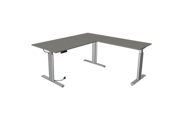 Kerkmann zit/sta tafel Move 3 zilver B 2000 x D 1000 mm met opzetelement 1000 x 600 mm, grafiet, 10234312