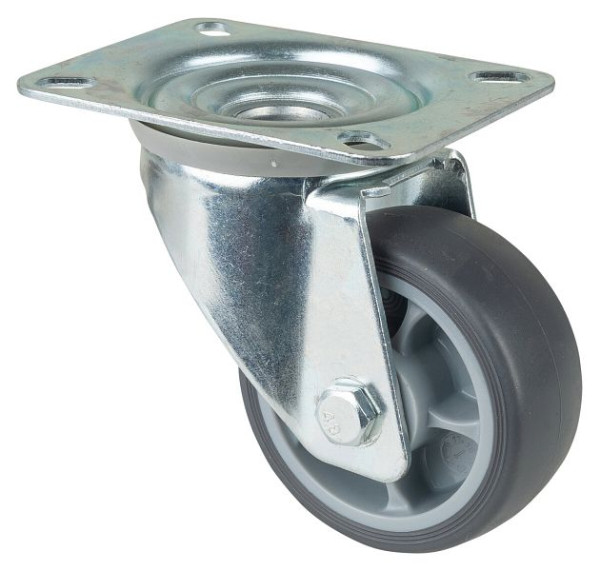 BS-rollen transportrol, breedte 32 mm, Ø80 mm, tot 100 kg, thermoplastische grijze banden, rollagers, plaat, VE = 4 stuks, L400.B44.081