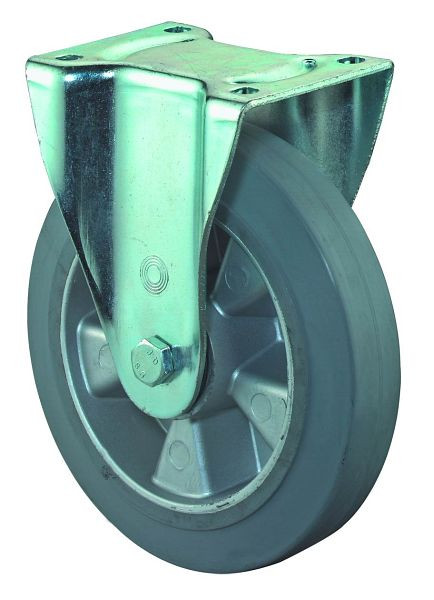 BS Rollen zwaarlastwiel, bokwiel, wielbreedte 50 mm, wiel-Ø 200 mm, draagvermogen 450 kg, grijze elastische banden, aluminium, kogellagers, L610.B83.200