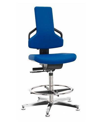 Dauphin Premium werkstoel, bekleding stof blauw, aluminium onderstel, vloerglijders, voetring, 266-920