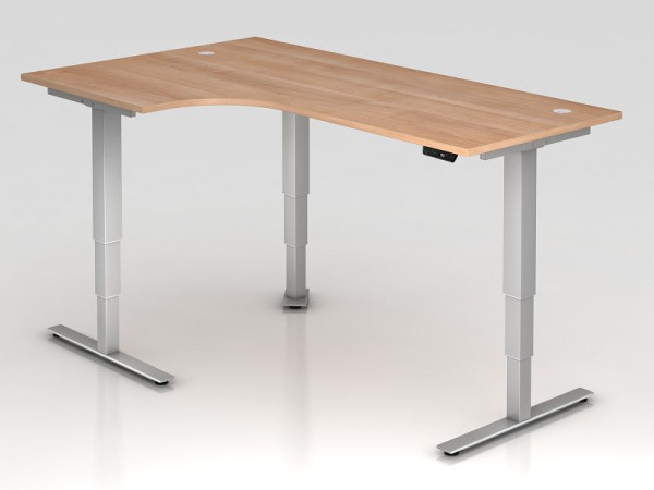 Hammerbacher zit-sta hoektafel elektrisch 200x120cm 90° walnoot, hoekvorm 90°, links of rechts te monteren, VXDSM82/N/S