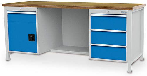 Bedrunka + Hirth box werkbank serie 2000 R18-24, 1x150, 3x200mm, lade volledig uittrekbaar 100%, 2000 x 750 x 859 mm, 03.19.24V