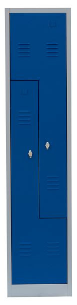 Lüllmann stalen Z kledingkast, 1800 x 415 x 500 mm, lichtgrijs/gentiaanblauw, 525101