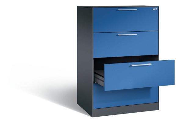 C+P archiefkast Asisto, H1310xB800xD600mm, kleur: zwartgrijs / gentiaanblauw, beugelgreep, 146223-422 S10102
