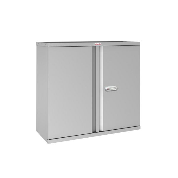 Phoenix SCL-serie stalen opbergkast met 2 deuren en 1 plank in grijs met elektronisch slot, SCL0891GGE