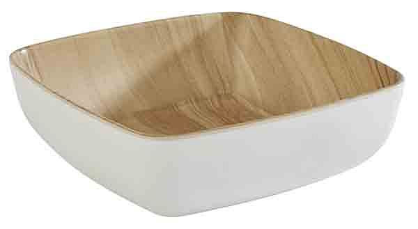APS schaal -FRIDA-, 16,5 x 16,5 cm, 5,5 cm, melamine, binnenkant: houtlook, buitenkant: wit, 84558