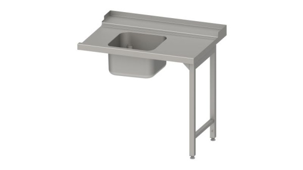 Stalgast RVS voertafel, korfgeleiding met afschot, 2 poten, 1 bak 1000x750x880mm, montagezijde rechts, opstand, gelast, VZL10712RA