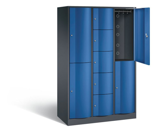 C+P combinatie lockerkast Resisto, H1950xB1148xD540mm, kleur: zwartgrijs / gentiaanblauw, 8070-3720 S10019