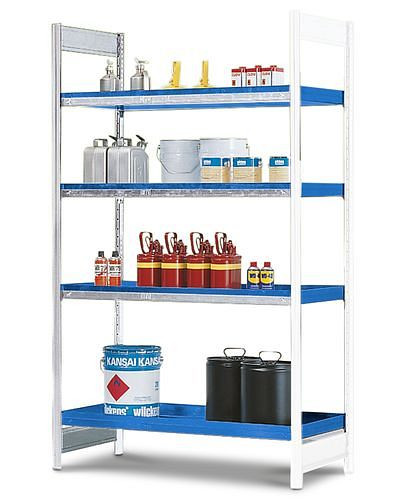 DENIOS Regelgeving voor gevaarlijke stoffen GRW 1060 waterverontreinigende stoffen, 4 verzinkte stalen trays, bevestigingsveld, 199-565