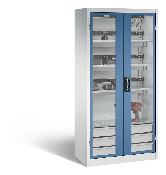 C+P batterijlaadkast Comfort, H1950B930T500 mm, lichtgrijs/verblauw, 8921-055E3 S10014